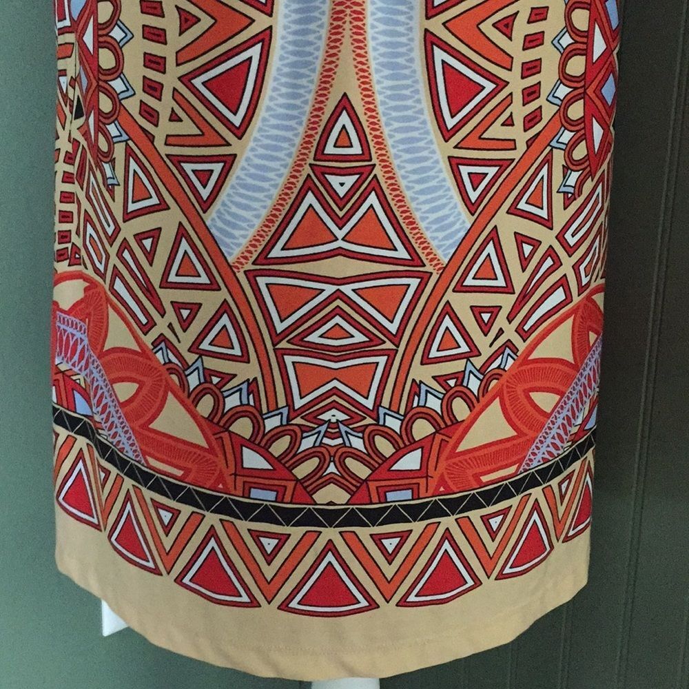 JBS Patterned Sleeveless Dress Small Orange Comfy Retro layer fall summer - Picture 3 of 7